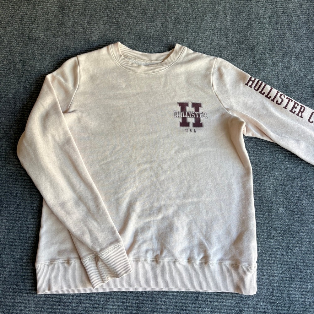 Hollister California Womens Medium Off-White Graphic Crewneck Sweatshirt 2986